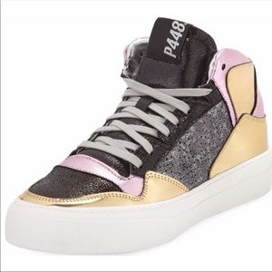P448 Space Ros mixed high top sneaker size 7
